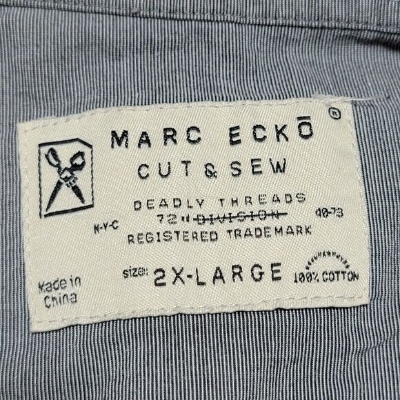 Marc Ecko Cut & Sew SS Grey & White Squares Full Button Shirt - Size 2XL - Picture 5 of 6